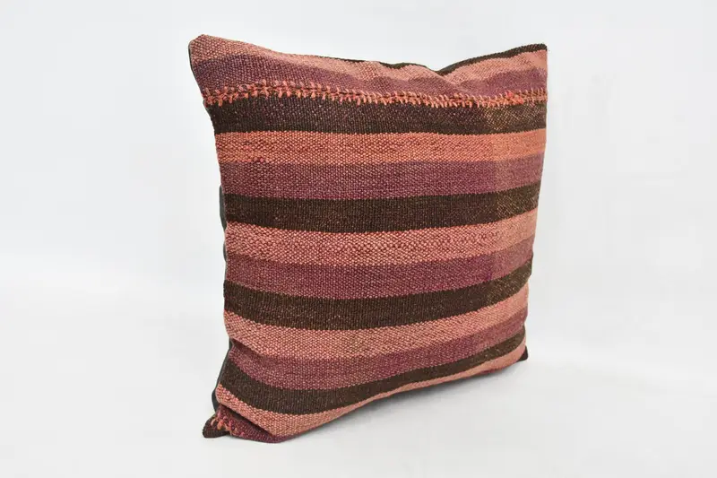 Antique Pillows, Retro Throw Pillow Cover, Interior Designer Pillow, Kilim Cushion Sham, 20x20 Brown Cushion Case, Cushion Case - 3