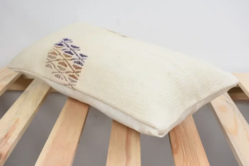 Turkish Kilim Pillow, Kilim Pillow Cover, Pillow, 8x16 White Pillow Sham, Ethnical Kilim Rug Pillow, Outdoor Bolster Cushion - 6
