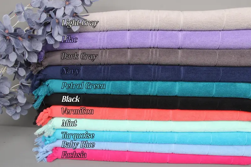 Turkish Tea Towel, Striped Terry, Personalized Gift, Beige, Cotton, 18x40