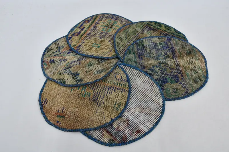 ボヘミアン サークル プレースマット、オレンジ & ブロンズ コットン ウール デコレーション
