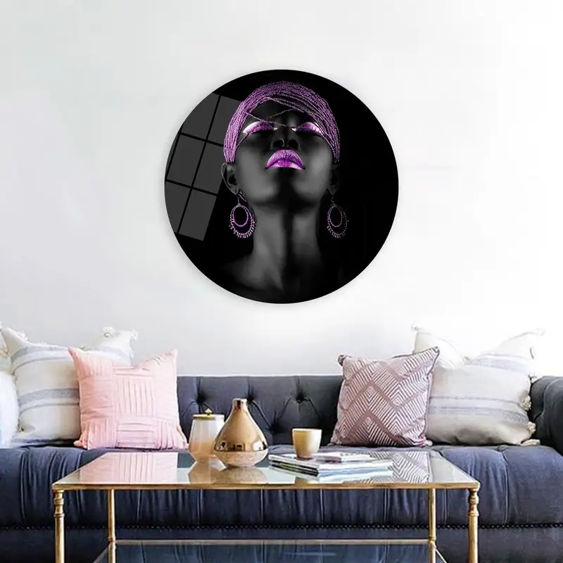 エレガントな紫色のきらめくアフリカの女性のキャンバス プリント