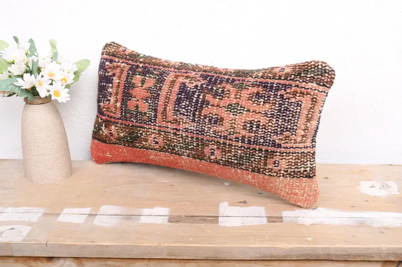 Patio Pillow Cover, Throw Kilim Pillow, Cushion, Home Decor Pillow, Seat Cushion Cover, Pillow for Sofa, Seat Cushion Case, 8x16 Orange Pillow Case - 4