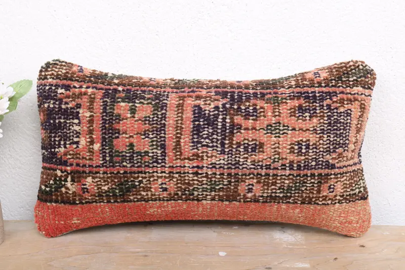 Patio Pillow Cover, Throw Kilim Pillow, Cushion, Home Decor Pillow, Seat Cushion Cover, Pillow for Sofa, Seat Cushion Case, 8x16 Orange Pillow Case - 2