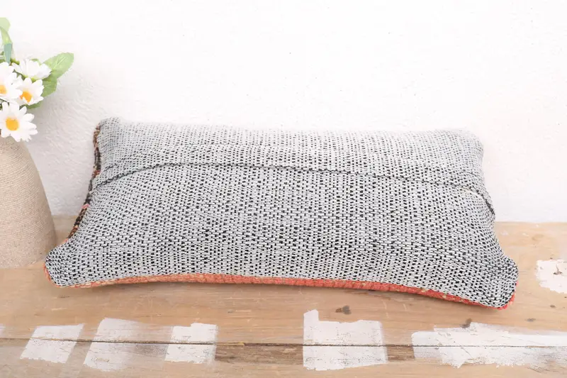 Patio Pillow Cover, Throw Kilim Pillow, Cushion, Home Decor Pillow, Seat Cushion Cover, Pillow for Sofa, Seat Cushion Case, 8x16 Orange Pillow Case - 7
