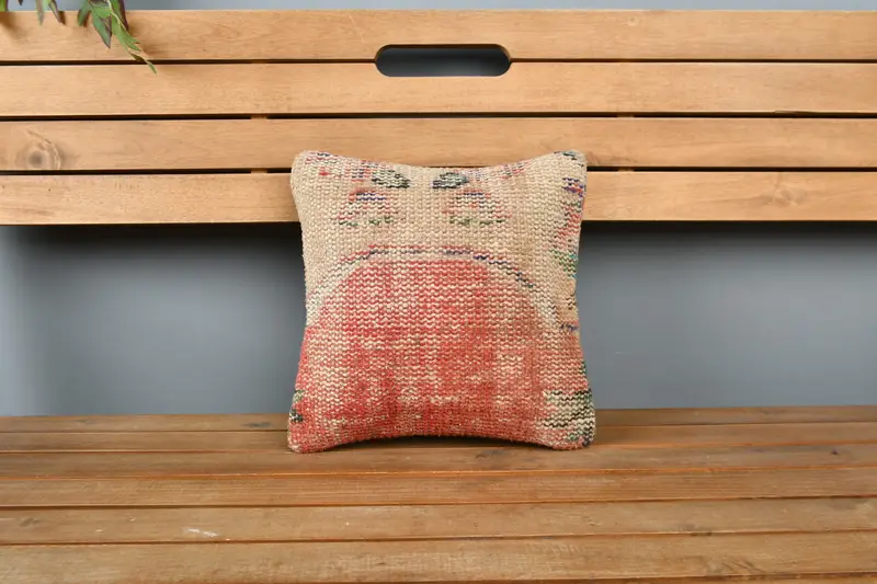 Turkish Kilim Pillow, 12x12 Red Cushion Case, Aztec Pillow Sham, Home Decor Pillow, Pillow, Outdoor Throw Pillow Case, Antique Pillows - 6