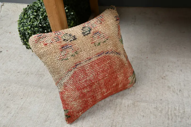 Turkish Kilim Pillow, 12x12 Red Cushion Case, Aztec Pillow Sham, Home Decor Pillow, Pillow, Outdoor Throw Pillow Case, Antique Pillows - 7