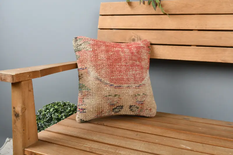 Turkish Kilim Pillow, 12x12 Red Cushion Case, Aztec Pillow Sham, Home Decor Pillow, Pillow, Outdoor Throw Pillow Case, Antique Pillows - 1