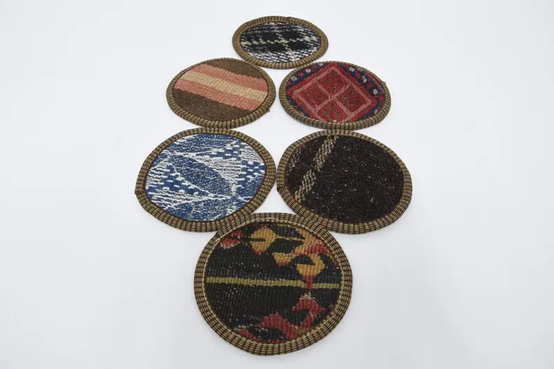 Bohemian Round Coaster, Red and Brown Table Pad