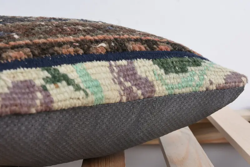 Antique Pillows, Turkish Kilim Pillow, Boho Pillow, Customized Pillow Cover, Accent Throw Cushion Case, 14x14 Brown Cushion Case, Pillow - 7