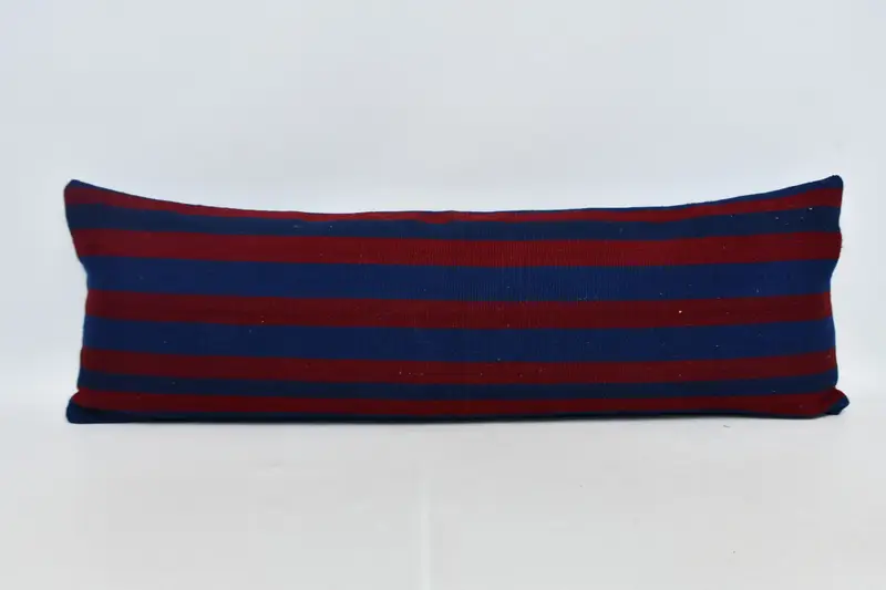 Pillow Case, Crochet Pattern Pillow Sham, Handmade Kilim Cushion, 16x48 Red Cushion, Throw Kilim Pillow, Boho Pillow - 1