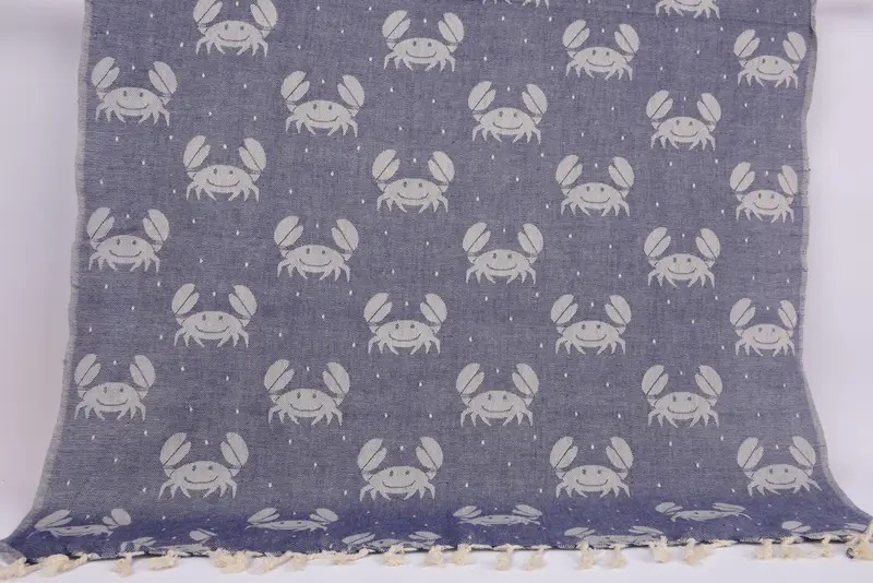 Bachelorette Party Towel Navy Crab Design Turkish Cotton Towel, 67x40 Inches