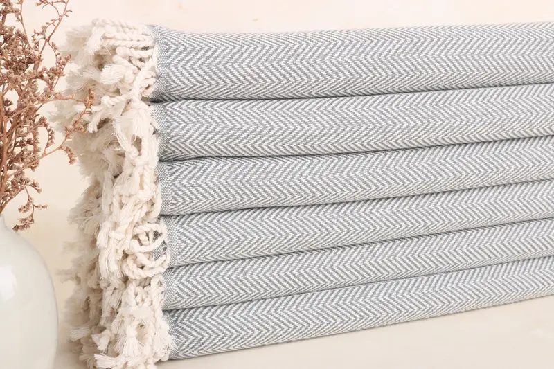 Bridesmaid Gifts Turkish Bath Towel Dark Gray Herringbone, 40x71 Inches