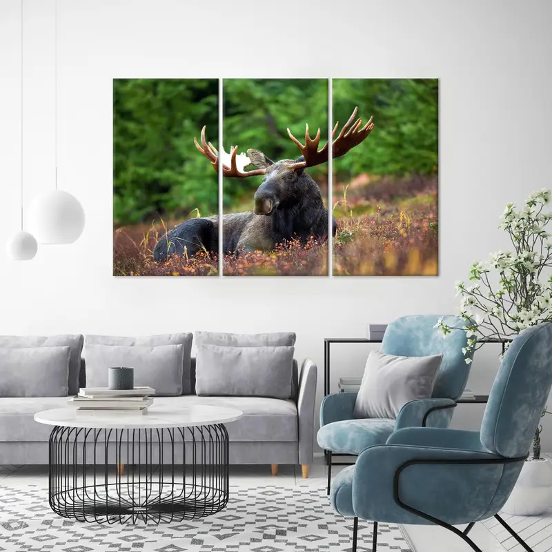 Elegant Moose Forest Canvas: Wildlife Art for Your Home