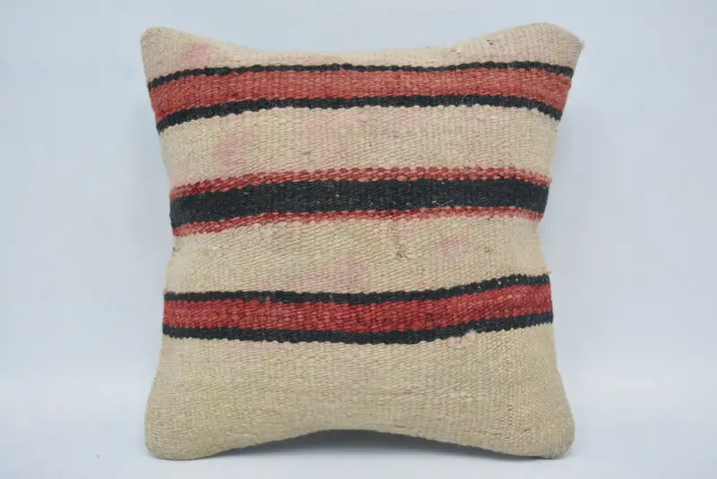 Vintage -Kilim -Kissenkissen -Abdeckung, Geschenkkissen, Boho -Kissenschein -Abdeckung, Kissenbezüge, Bettkissen, Kilim Kissenabdeckung, 12x12 Beige Kissenbedeckung - 1