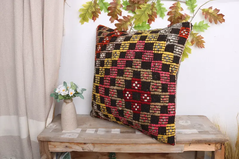 Pillow for Sofa, Vintage Kilim Pillow, Luxury Pillow Case, Home Decor Pillow, Custom Pillow, 20x20 Red Cushion Cover, Ethnic Pillow Case, Pillow - 4