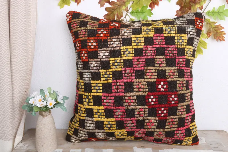 Pillow for Sofa, Vintage Kilim Pillow, Luxury Pillow Case, Home Decor Pillow, Custom Pillow, 20x20 Red Cushion Cover, Ethnic Pillow Case, Pillow - 2