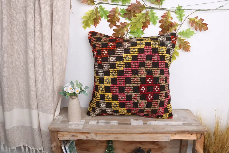 Pillow for Sofa, Vintage Kilim Pillow, Luxury Pillow Case, Home Decor Pillow, Custom Pillow, 20x20 Red Cushion Cover, Ethnic Pillow Case, Pillow - 1