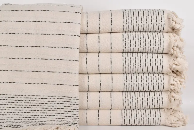 Throw Blanket Couch, Merry Christmas Gifts, Boho Throw Blankets, Woven Throw Blanket, 98x92 Cotton Striped Design Towel, Turkish Throw Blanket - 1