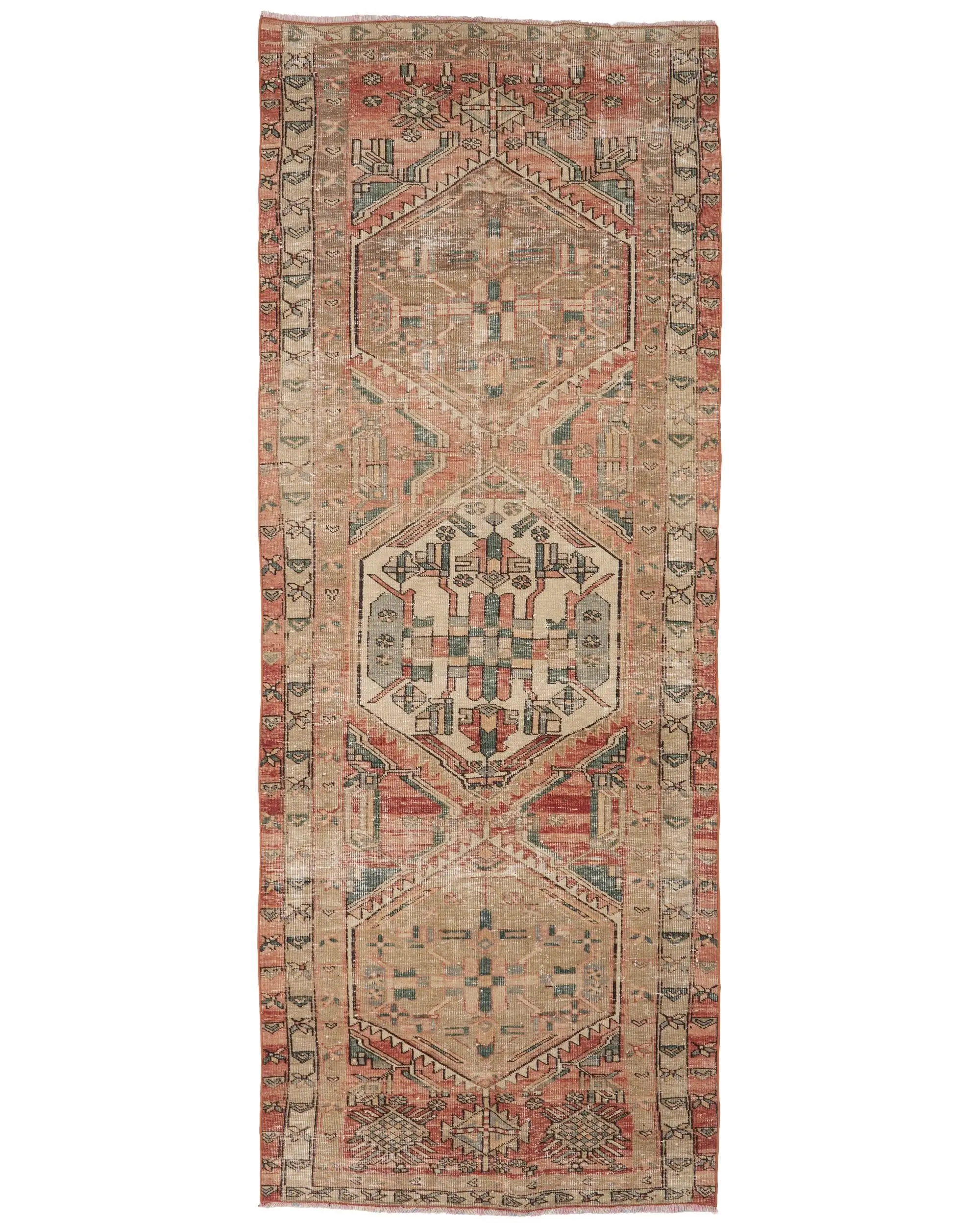 Vintage Runner Rug, 3.8x10.2 ft Turkish Rug, Red Wool Rug - 1