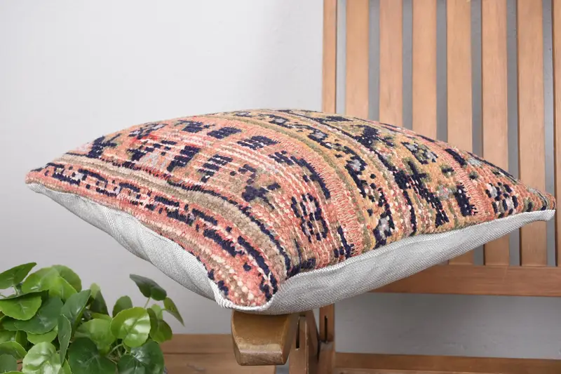 Kilim Cushion Sham, Antique Pillows, Pillow, Kilim Rug Cushion, Garden Cushion Case, Turkish Pillow, 18x18 Blue Pillow Sham, Handwoven Pillow Sham - 6