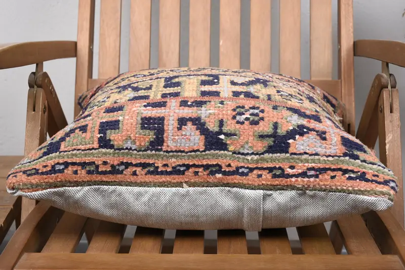 Kilim Cushion Sham, Antique Pillows, Pillow, Kilim Rug Cushion, Garden Cushion Case, Turkish Pillow, 18x18 Blue Pillow Sham, Handwoven Pillow Sham - 5