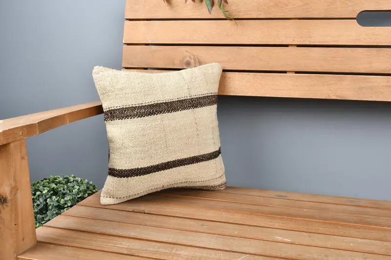 12x12 Beige Pillow Cover, Pillow Sham, Vintage Kilim Throw Pillow, Vintage Pillow, Throw Kilim Pillow, Neutral Pillow Sham, Ottoman Cushion Cover - 1