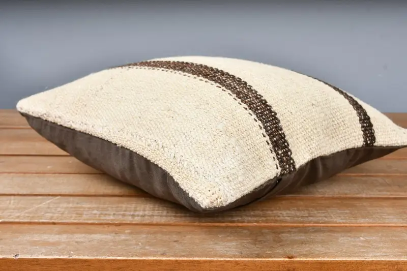 12x12 Beige Pillow Cover, Pillow Sham, Vintage Kilim Throw Pillow, Vintage Pillow, Throw Kilim Pillow, Neutral Pillow Sham, Ottoman Cushion Cover - 4