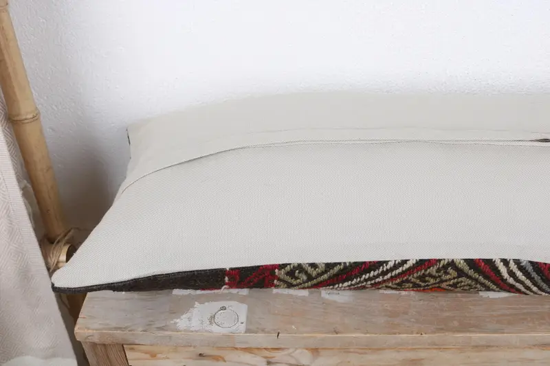 Decorative Throw Cushion Cover, Home Decor Pillow, Ethnical Kilim Rug Pillow, Vintage Pillow, Anatolian Pillow Sham, 12x36 Red Pillow, Pillow Sham - 7