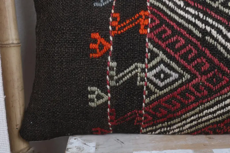 Decorative Throw Cushion Cover, Home Decor Pillow, Ethnical Kilim Rug Pillow, Vintage Pillow, Anatolian Pillow Sham, 12x36 Red Pillow, Pillow Sham - 3