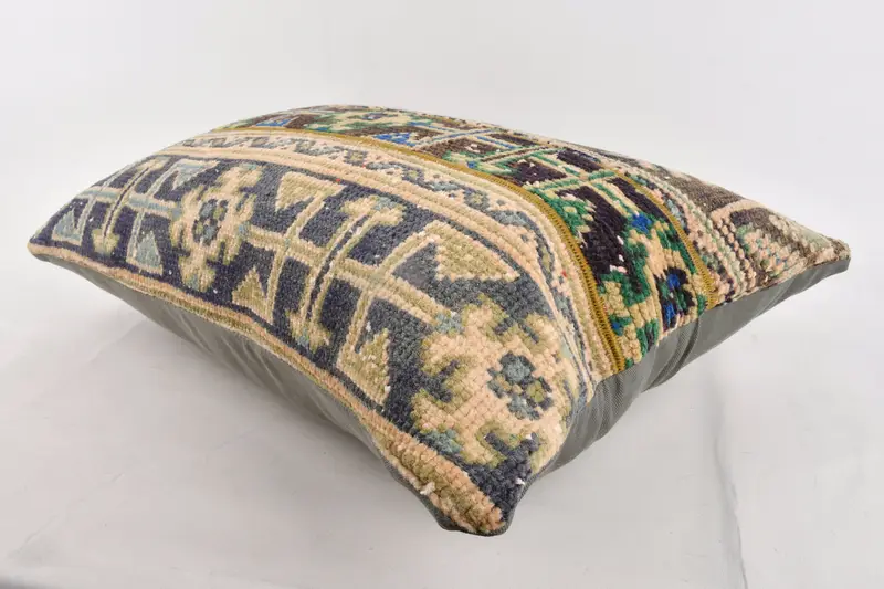 Pillow Sham, 20x28 Blue Cushion, Handmade Kilim Cushion, Kilim Pillow, Turkish Kilim Pillow, Rustic Cushion, Retro Cushion Case - 6