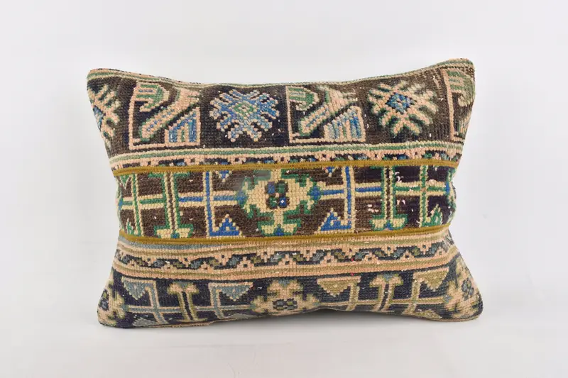 Pillow Sham, 20x28 Blue Cushion, Handmade Kilim Cushion, Kilim Pillow, Turkish Kilim Pillow, Rustic Cushion, Retro Cushion Case - 1
