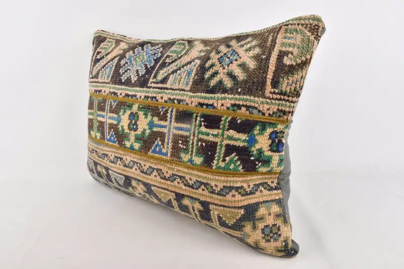 Pillow Sham, 20x28 Blue Cushion, Handmade Kilim Cushion, Kilim Pillow, Turkish Kilim Pillow, Rustic Cushion, Retro Cushion Case - 4