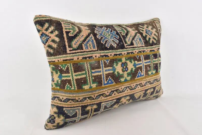 Pillow Sham, 20x28 Blue Cushion, Handmade Kilim Cushion, Kilim Pillow, Turkish Kilim Pillow, Rustic Cushion, Retro Cushion Case - 3