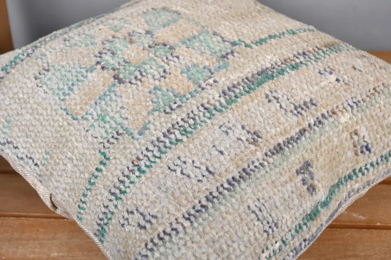 Boho Pillow, Lounge Throw Pillow Sham, Vintage Kilim Throw Pillow, 14x14 Beige Cushion Case, Kilim Pillow, Pillow Sham - 3