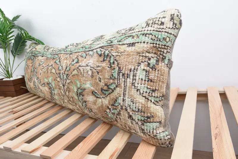 Pillow, Neutral Throw Pillow Cover, Chair Cushion Cover, Turkish Kilim Pillow, Vintage Pillow, Vintage Kilim Throw Pillow, 16x48 Brown Cushion Case - 5