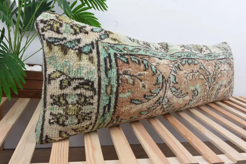 Pillow, Neutral Throw Pillow Cover, Chair Cushion Cover, Turkish Kilim Pillow, Vintage Pillow, Vintage Kilim Throw Pillow, 16x48 Brown Cushion Case - 4