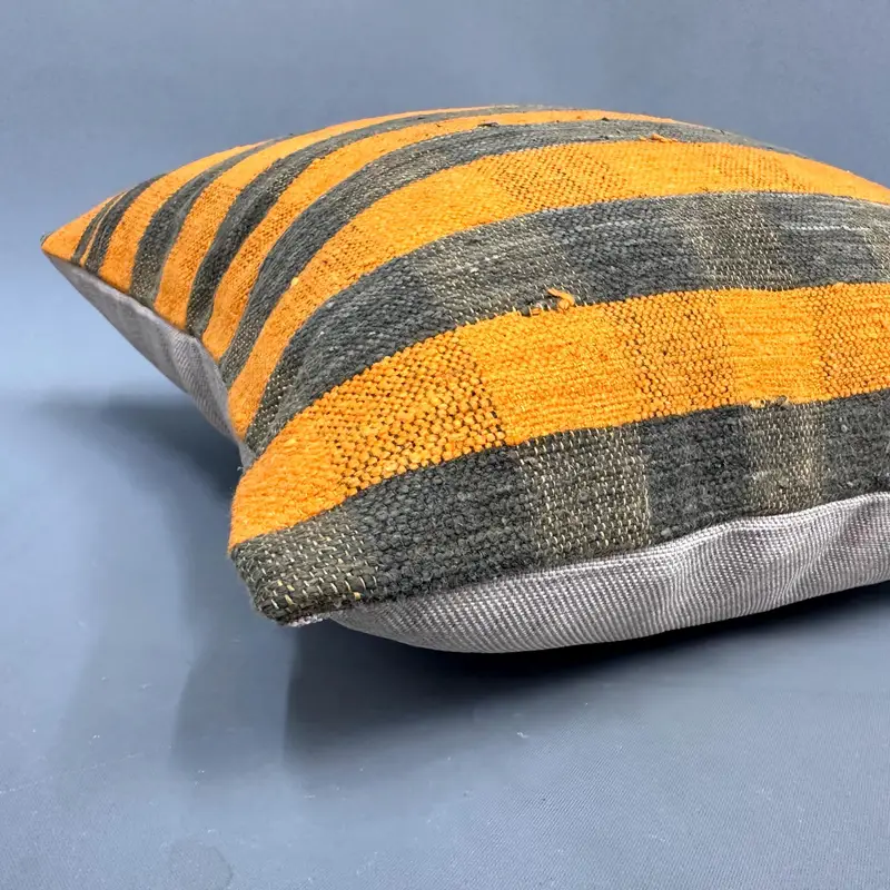 Pillow, Pillow for Sofa, Pattern Throw Cushion, 18x18 Orange Cushion Cover, Turkish Kilim Pillow, Home Decor Pillow, Handmade Throw Cushion Cover - 6