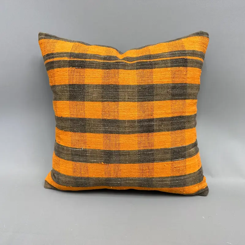 Pillow, Pillow for Sofa, Pattern Throw Cushion, 18x18 Orange Cushion Cover, Turkish Kilim Pillow, Home Decor Pillow, Handmade Throw Cushion Cover - 4