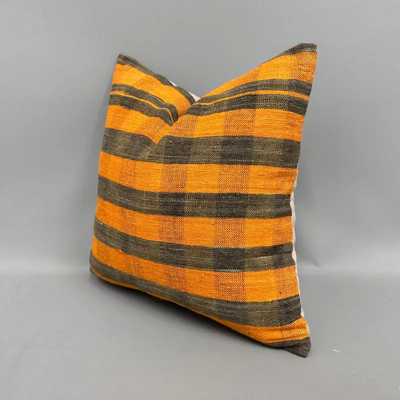 Pillow, Pillow for Sofa, Pattern Throw Cushion, 18x18 Orange Cushion Cover, Turkish Kilim Pillow, Home Decor Pillow, Handmade Throw Cushion Cover - 3