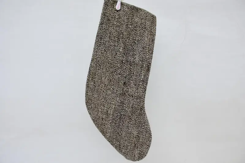 Noel Süslü Bej Örgü Çorap, Etnik Tatil Dekoru