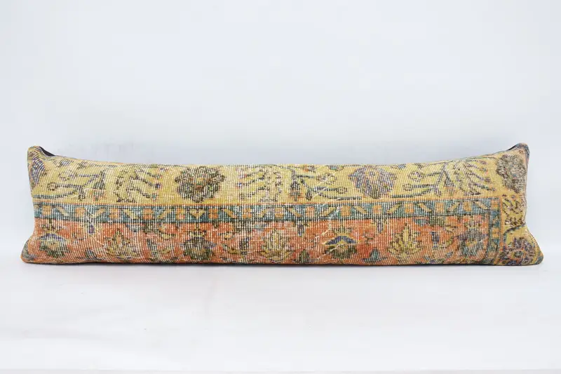 Rectangle Vintage Cushion, Antique Orange Baby Shower Gift 12x47 inch Pillow Cover - 1