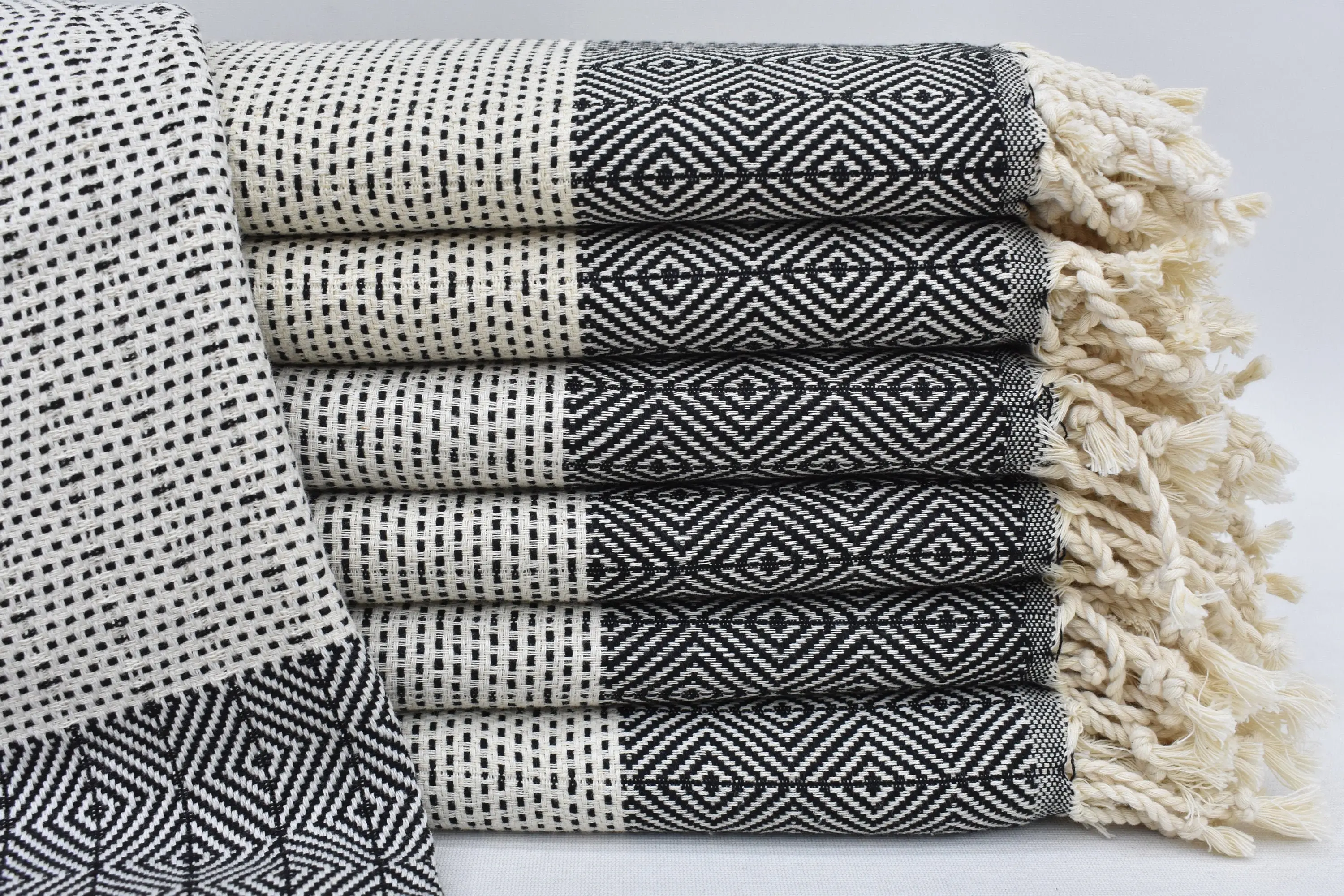 Turkish Towel, Black Tea Towel, Hand Towel, 20x36 - 1
