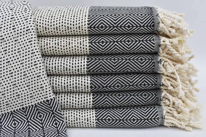 Turkish Towel, Black Tea Towel, Hand Towel, 20x36