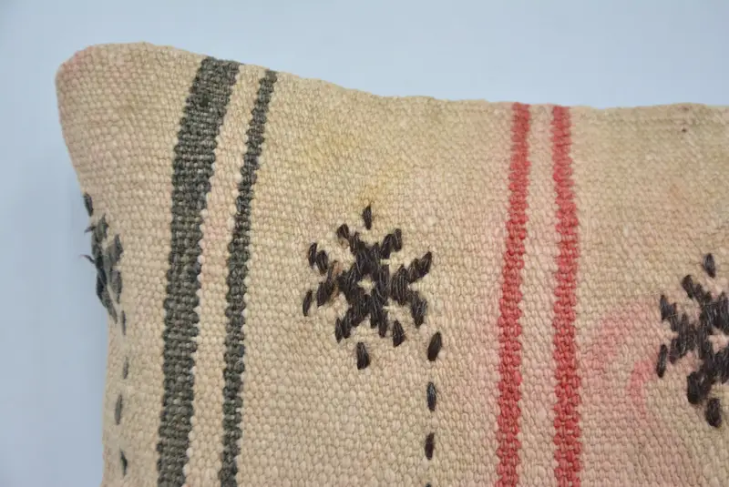 Geometric Embroidered Pillow, 12x24 Inches Decorative Pillow - 2