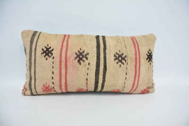 Geometric Embroidered Pillow, 12x24 Inches Decorative Pillow - 1