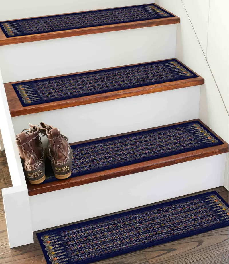 Yellow And Red Flowers Ethnic Pattern Printed Stair Rug