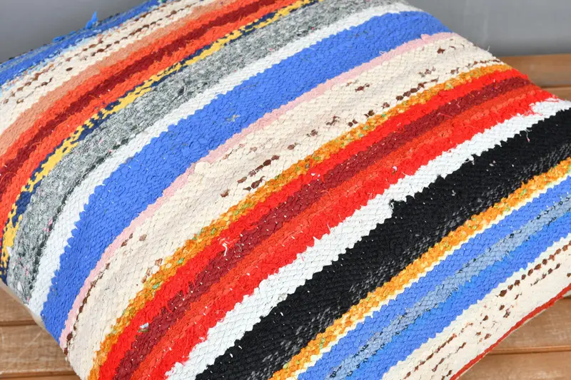 Red & Blue Striped Decorative Pillow, 24x24 Inches Size Pillow - 3