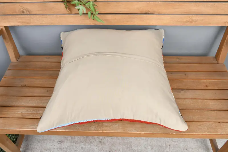 Red & Blue Striped Decorative Pillow, 24x24 Inches Size Pillow - 5