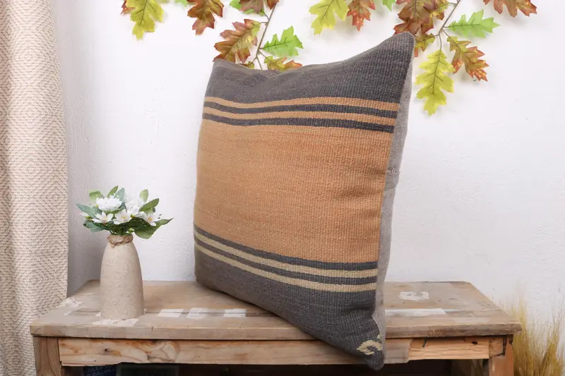 Antique Pillows, Kilim Pillow, 20x20 Gray Cushion, Cushion Cover, Vintage Throw Cushion, Aesthetic Cushion Case, Throw Kilim Pillow - 4
