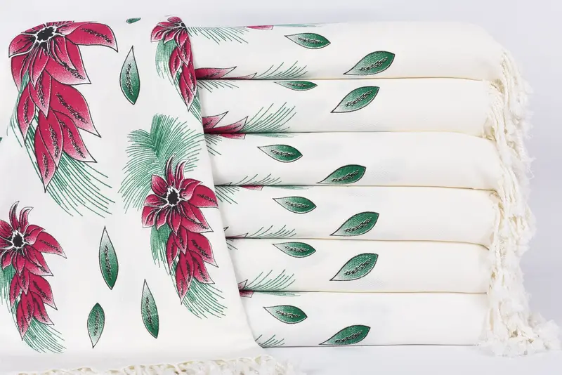 Handwoven Turkish Towel, Bridesmaid Gifts, Beach towel, Employee Gifts, Gift For Her, 70x40 Cotton Floral Patterned Towel, Luxury Turkish Bath Towel - 2